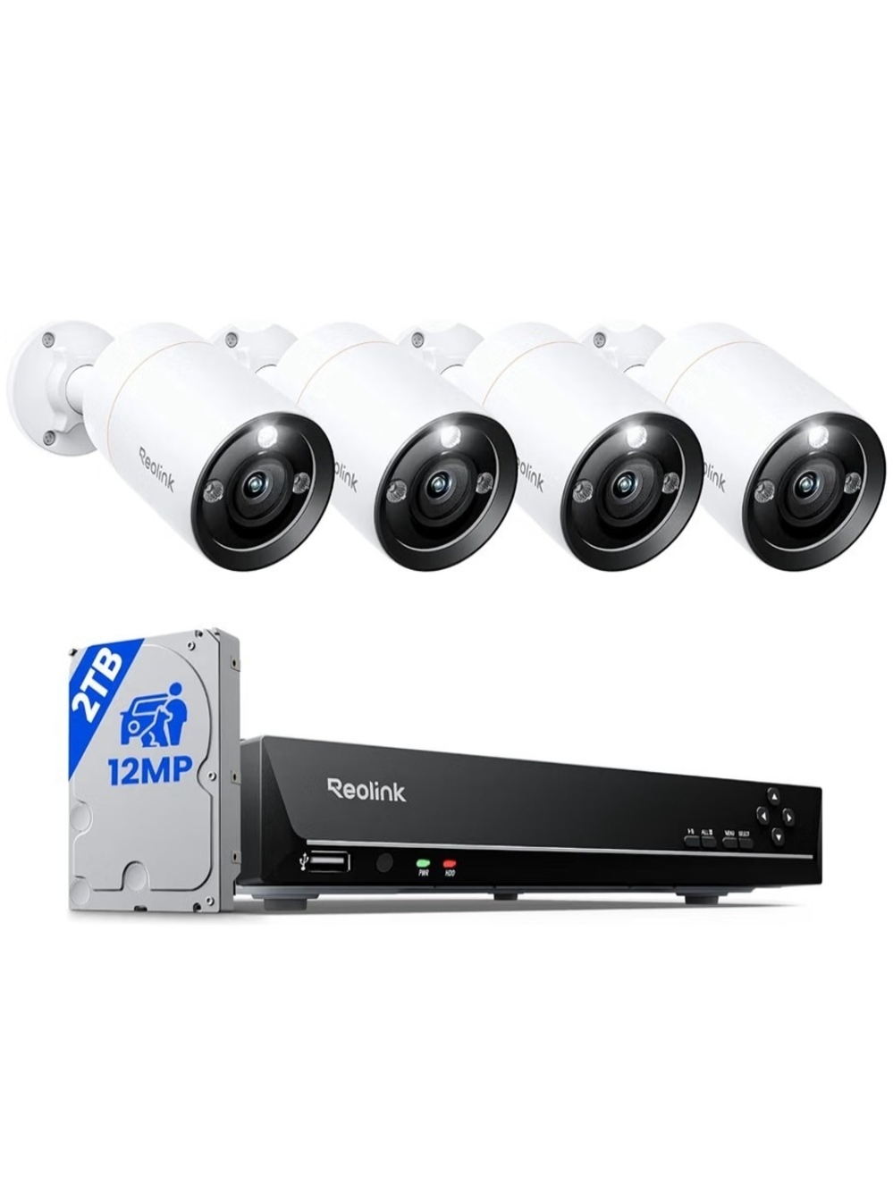 Reolink 4-Camera Security System in White and Black
